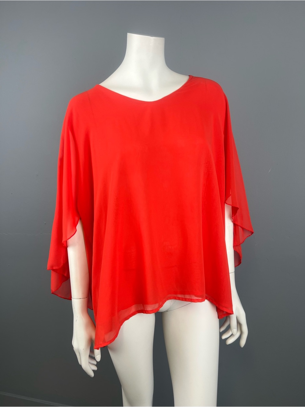 Robin Artisan Signature Made in Canada Red Layered Flutter Sleeve Women's Top